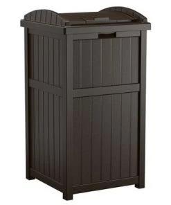 Suncast Patio Garbage Waste Trash Can Bundled w/ Patio Cooler w/ Cabinet & Wire Basket