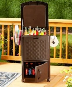 Suncast Patio Garbage Waste Trash Can Bundled w/ Patio Cooler w/ Cabinet & Wire Basket -Deals Coolers Store unnamed file 1050