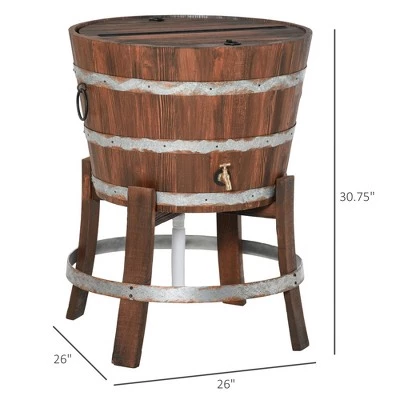 Outsunny 13 Gallons Retro Style Wooden Cooler Ice Bucket with Support Frame Foldable Flip Cover and Drain Faucet 4 Outsunny 13 Gallons Retro Style Wooden Cooler Ice Bucket with Support Frame Foldable Flip Cover and Drain Faucet - Image 4