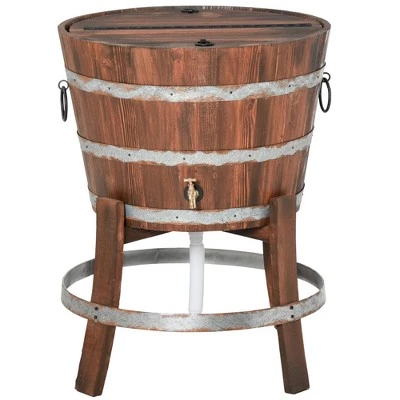 Outsunny 13 Gallons Retro Style Wooden Cooler Ice Bucket with Support Frame Foldable Flip Cover and Drain Faucet 6 Outsunny 13 Gallons Retro Style Wooden Cooler Ice Bucket with Support Frame Foldable Flip Cover and Drain Faucet - Image 6