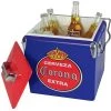 Koolatron 14 Quart 18 Can Capacity Portable Retro Corona Ice Chest Stainless Steel Hard Cooler with Built In Bottle Opener and Self Locking Lid, Blue