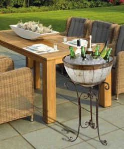 Vintiquewise Galvanized Metal Standing Beverage Cooler Tub with Liner