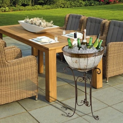 Vintiquewise Galvanized Metal Standing Beverage Cooler Tub with Liner 1 Vintiquewise Galvanized Metal Standing Beverage Cooler Tub with Liner