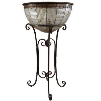 Vintiquewise Galvanized Metal Standing Beverage Cooler Tub with Liner 2 Vintiquewise Galvanized Metal Standing Beverage Cooler Tub with Liner - Image 2