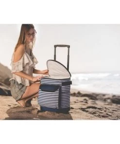 Picnic Time Rolling 26.3qt Cooler - Navy