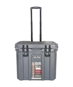 XtremepowerUS 37 Quart Insulated Ice Chest Cooler Bottle Opener Cooler, Telescoping Handle and Wheel, Grey