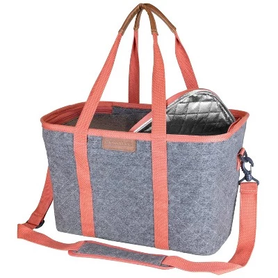 CleverMade SnapBasket LUXE Insulated Collapsible Grocery 32qt Cooler Tote Bag with Zippered Lid and Shoulder Strap Heather Gray/black 6 CleverMade SnapBasket LUXE Insulated Collapsible Grocery 32qt Cooler Tote Bag with Zippered Lid and Shoulder Strap Heather Gray/black - Image 6