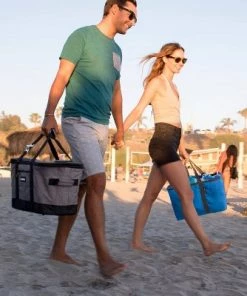 CleverMade Tahoe Soft Sided Leakproof Collapsible 32qt Cooler Bag - Light Gray/Denim -Deals Coolers Store unnamed file 1610