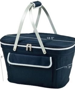 Picnic at Ascot Large Family Size Insulated Folding Collapsible Picnic Basket Cooler with Sewn in Frame