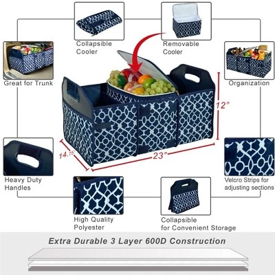 Picnic at Ascot Original Folding Trunk Organizer with Removable Cooler - Durable No Sag Design 2 Picnic at Ascot Original Folding Trunk Organizer with Removable Cooler - Durable No Sag Design - Image 2