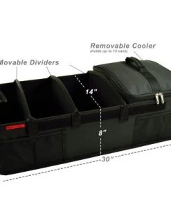 Picnic at Ascot - Ultimate Heavy Duty Trunk Organizer w/Cooler - No Slide Rigid Base - 70 LB Capacity - 30" wide x 14.75" deep X 9" high - Black