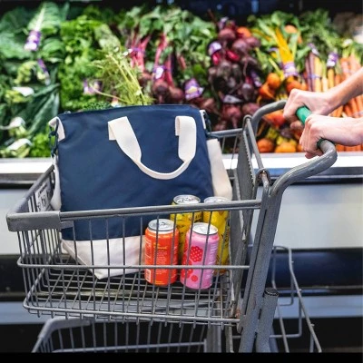 CleverMade Soft Sided 20qt Cooler Tote - Navy/Cream 3 CleverMade Soft Sided 20qt Cooler Tote - Navy/Cream - Image 3