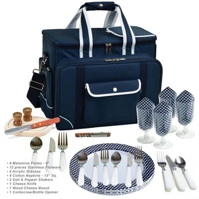 Picnic at Ascot- Ultimate Insulated Picnic Cooler with Service for 4 - Navy 3 Picnic at Ascot- Ultimate Insulated Picnic Cooler with Service for 4 - Navy - Image 3