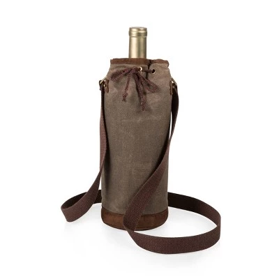 Picnic Time 10qt Waxed Canvas Wine Bottle Carrier Green 1 Picnic Time 10qt Waxed Canvas Wine Bottle Carrier Green