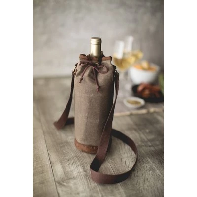 Picnic Time 10qt Waxed Canvas Wine Bottle Carrier Green 3 Picnic Time 10qt Waxed Canvas Wine Bottle Carrier Green - Image 3