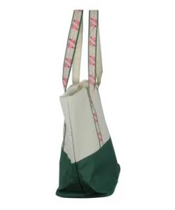 Northlight 17" Green and Beige Insulated Cooler Tote with Flamingo Straps