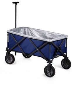 Picnic Time Adventure Wagon Elite Folding Wagon with Liner 183qt Cooler - Navy