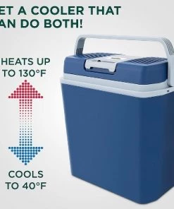 Ivation Electric Cooler & Warmer with Handle | 24 L Portable Thermoelectric Fridge for Vehicles & Trucks| 110V AC Home Power Cord & 12V Car Adapter for Camping, Travel & Picnics