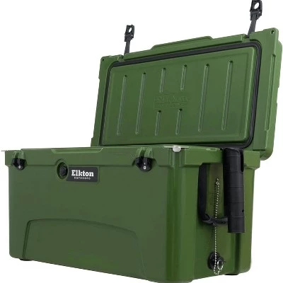 Elkton Outdoors ELK-ICE-75GRN Heavy Duty Rotomolded Portable 75 Quart Commercial Grade Insulated Hardside Ice Chest Beverage Cooler, Green 2 Elkton Outdoors ELK-ICE-75GRN Heavy Duty Rotomolded Portable 75 Quart Commercial Grade Insulated Hardside Ice Chest Beverage Cooler, Green - Image 2