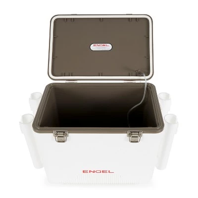 Engel 30 Quart Insulated Live Bait Fishing Dry Box 48 Can Hard Airtight Cooler with Water Speed Aerator Pump, Removable Pull Net and 4 Rod Holders 3 Engel 30 Quart Insulated Live Bait Fishing Dry Box 48 Can Hard Airtight Cooler with Water Speed Aerator Pump, Removable Pull Net and 4 Rod Holders - Image 3