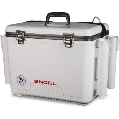 Engel 30 Quart Insulated Live Bait Fishing Dry Box 48 Can Hard Airtight Cooler with Water Speed Aerator Pump, Removable Pull Net and 4 Rod Holders 5 Engel 30 Quart Insulated Live Bait Fishing Dry Box 48 Can Hard Airtight Cooler with Water Speed Aerator Pump, Removable Pull Net and 4 Rod Holders - Image 5