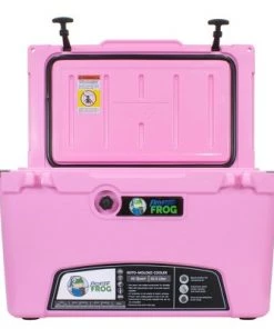Frosted Frog 45 Quart Roto-Molded Commercial Grade Foam Insulated Cooler Ice Chest with Sealing Gasket, Drain Plug, and 2 Bottle Openers, Pink