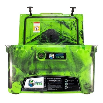 Frosted Frog 45 Quart Roto-Molded Commercial Grade Foam Insulated Cooler Ice Chest with Sealing Gasket, Drain Plug, and 2 Bottle Openers, Green Camo 1 Frosted Frog 45 Quart Roto-Molded Commercial Grade Foam Insulated Cooler Ice Chest with Sealing Gasket, Drain Plug, and 2 Bottle Openers, Green Camo